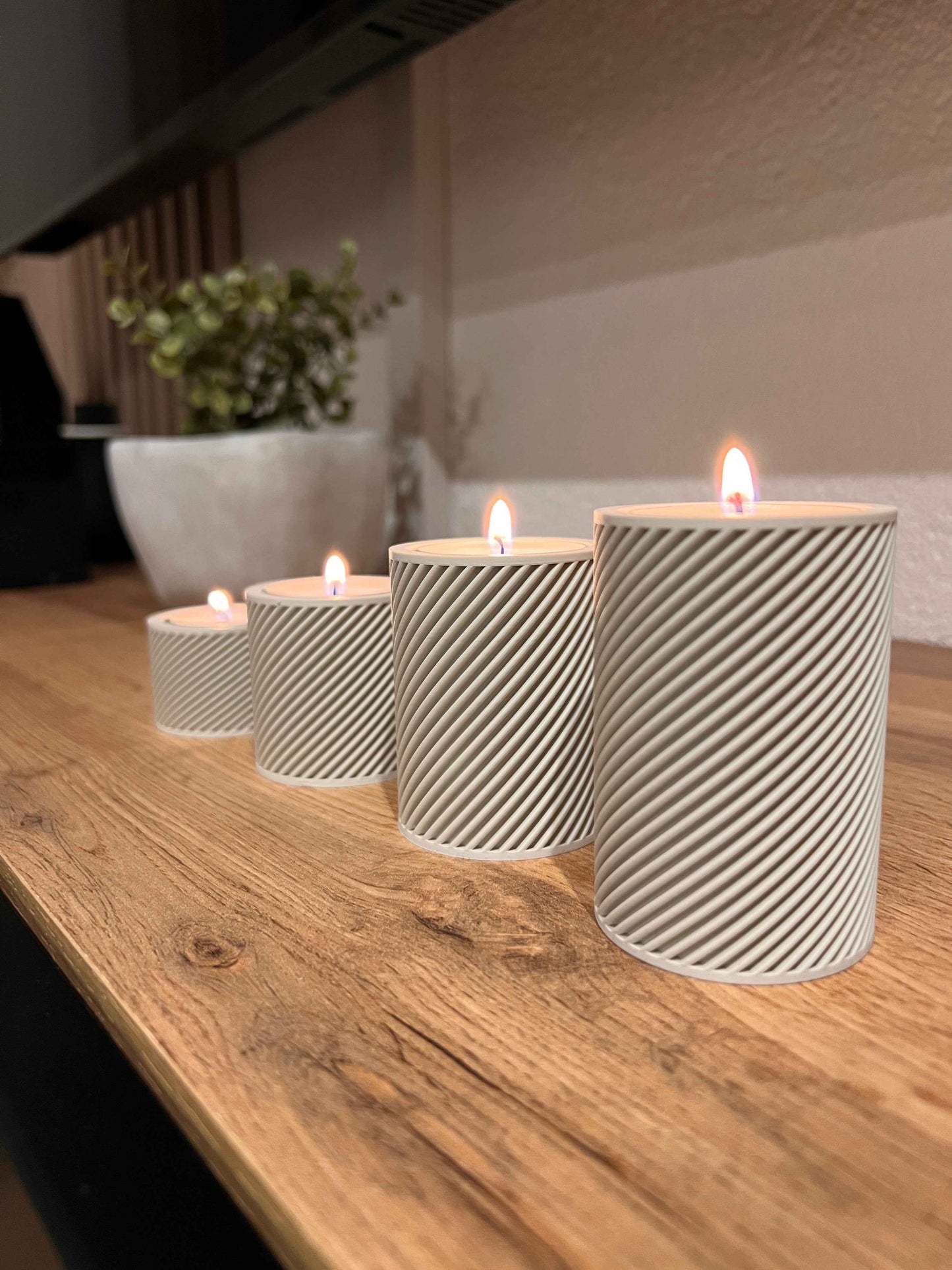 Advent: Home Decor Portacandele Avvento Set 4 Pezzi Texture Diagonale