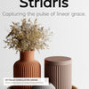 Striaris: Vaso Rigato Home Decor in PLA: Dettaglio macro scanalature verticali regolari