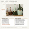 Guida alle dimensioni Famiglia DEKO: Set 4 gnomi componibili altezze 28 cm, 22 cm, 15 cm e 12 cm, peso totale 385 g.