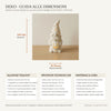 Guida alle dimensioni gnomo Ottobre DEKO: Altezza 145 mm, diametro base 78 mm, peso 71 g e alloggio tealight LED da 39,5 mm.