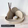 Arcadia: Vassoio Rigato Boho Home Decor in PLA: Scatto reale di produzione laboratorio DEKO Puglia