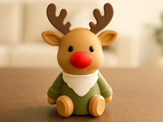 Rudolf: Home Decor Renna Natalizia Seduta 3D 13,5cm