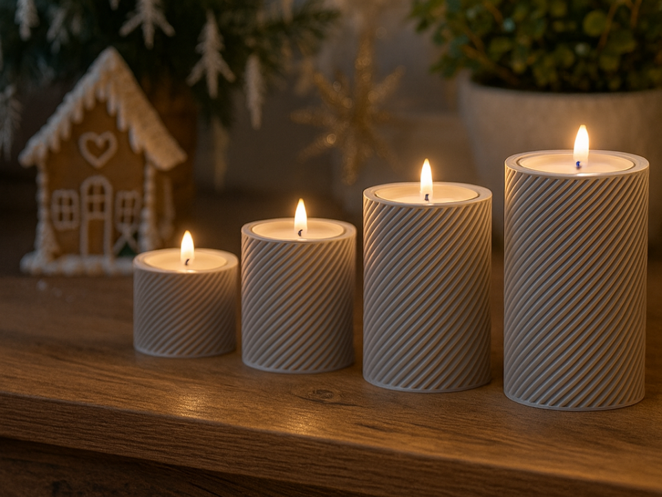 Advent: Home Decor Portacandele Avvento Set 4 Pezzi Texture Diagonale