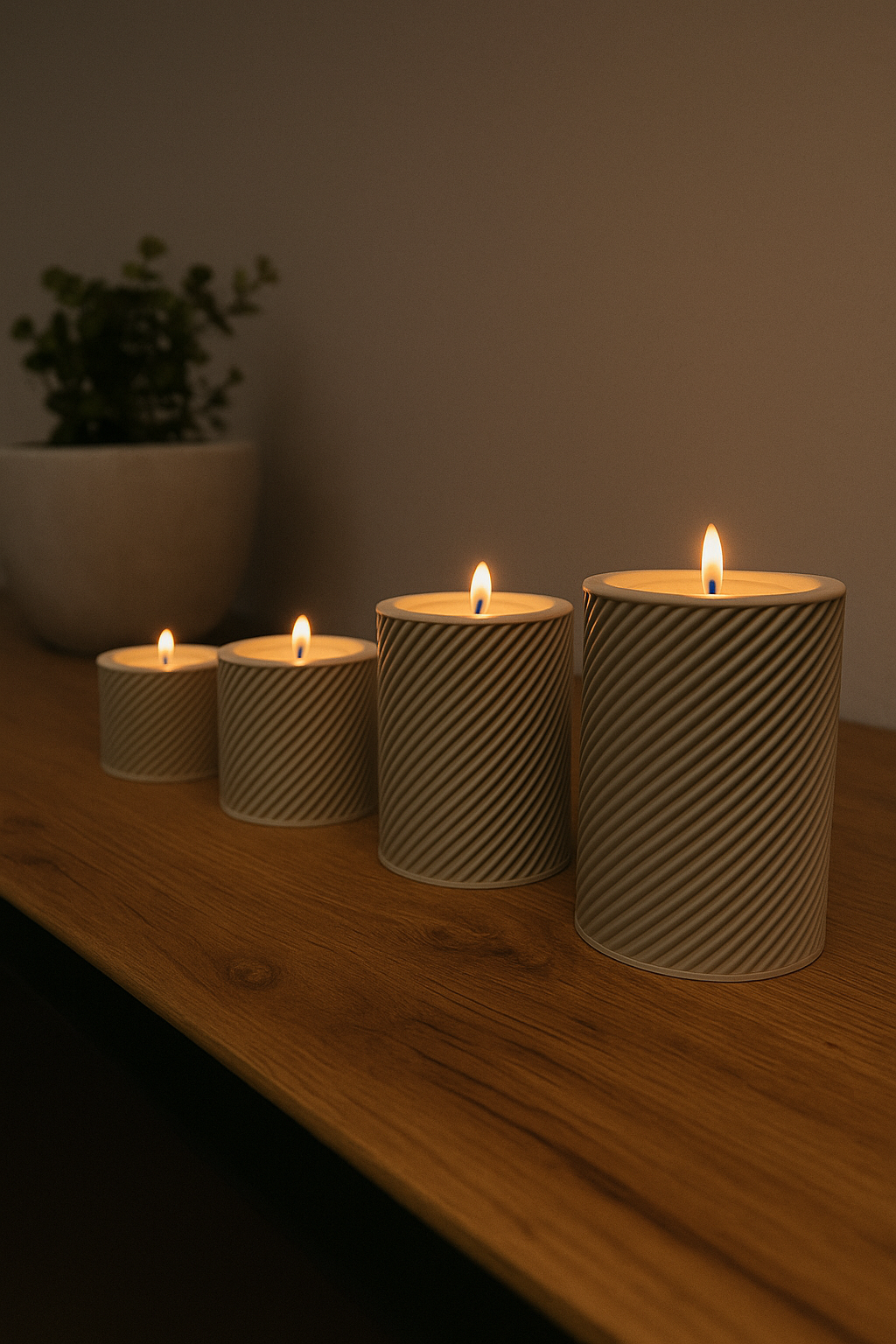 Advent: Home Decor Portacandele Avvento Set 4 Pezzi Texture Diagonale