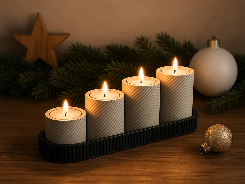 Linea: Home Decor Vassoio Portacandele Nero Minimal 3D