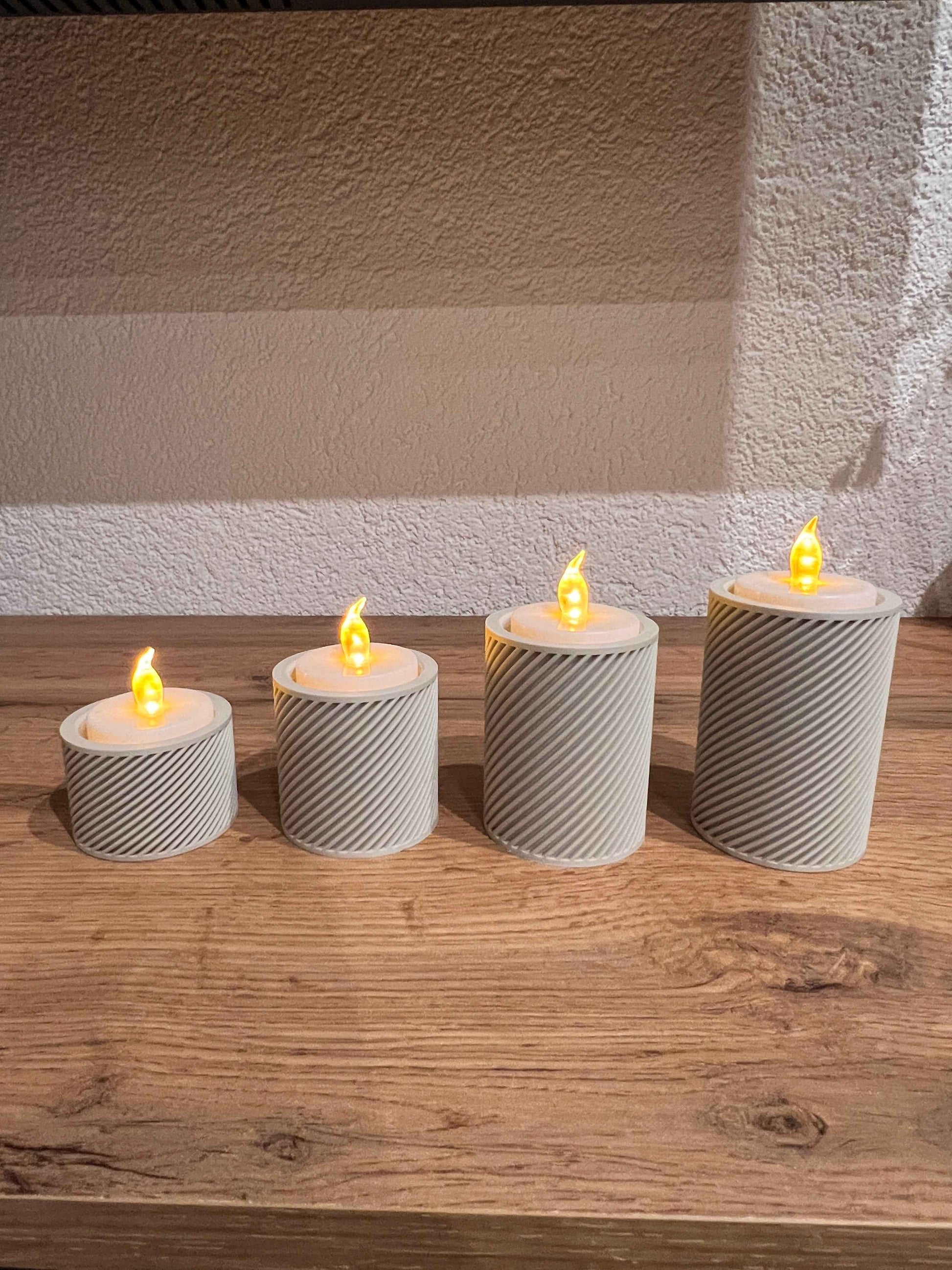 Advent: Home Decor Portacandele Avvento Set 4 Pezzi Texture Diagonale