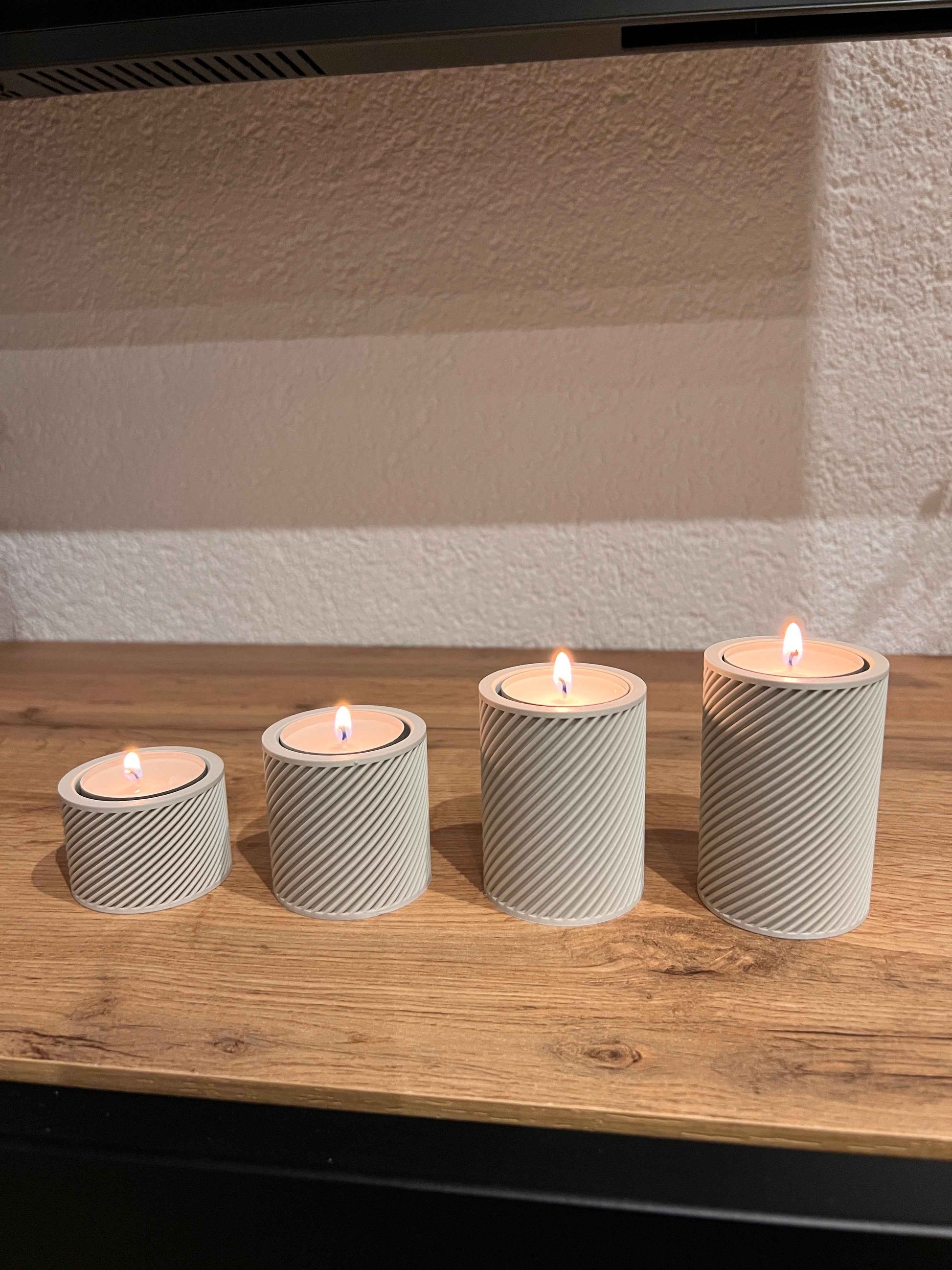 Advent: Home Decor Portacandele Avvento Set 4 Pezzi Texture Diagonale